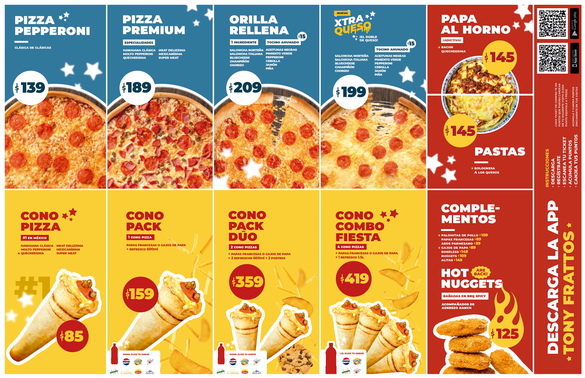 Menu Tony Frattos Pizza